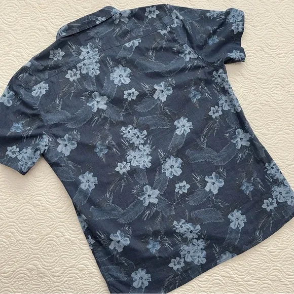 Levi’s Men's Button Down Short Sleeve Shirt Blue Tropical Print Size XL - Picture 4 of 11